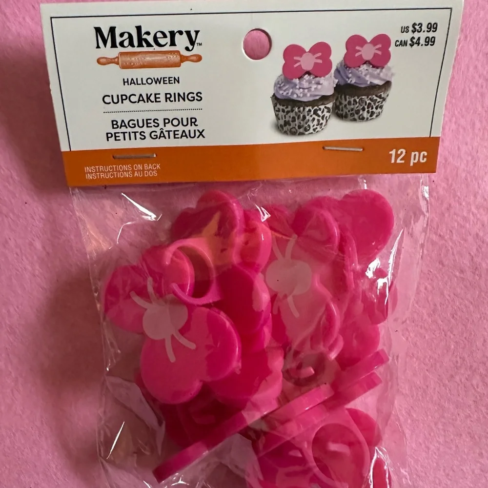 Pink Cupcake Rings - set of 3